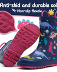 Multicolor Dinosaur Waterproof Navy Rubber Rain Boots - MYSOFT