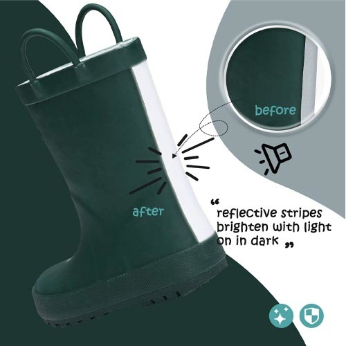 K KOMFORME SHOE Boy&amp;Girl Rain Boots Waterproof  Dark Green-KomForme product_description.
