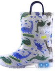 Dinosaur World Handle Lighted Gray Rain Boots - MYSOFT