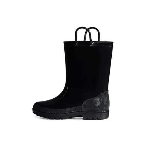 Kids Girls Light Rain Boots Solid Black- KKOMFORME