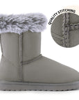 Black/Grey Bow Winter Warm Snow Boots - MYSOFT