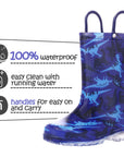 Blue Dinosaur Waterproof Rubber Rain Boots - MYSOFT