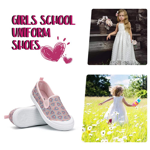 Girls Boys Slip On Lazy Toddler Canvas Sneakers Pink Heart -- K KomForme