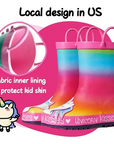 Girl Rain Boots Rubber Red Unicorn Kids Shoes - KKOMFORME