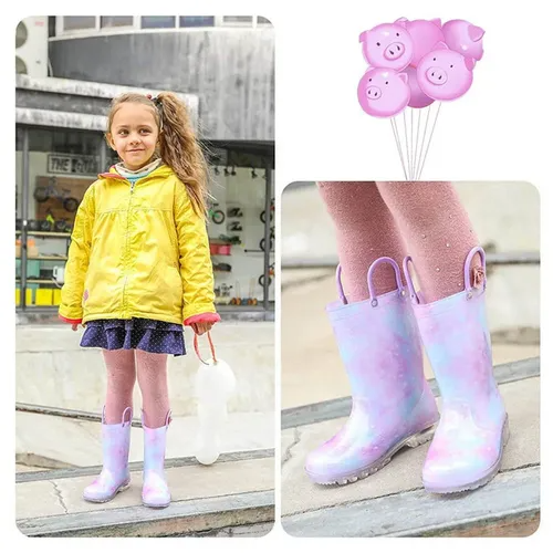 Girls Light Rain Boots Light Up Purple Glitter Kids Shoes - KKOMFORME