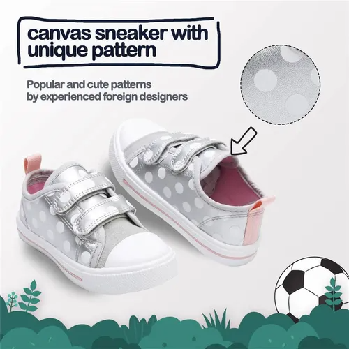 Kids Sneakers Boy and Girl Canvas Shoes Silver Dots - KKOMFORME