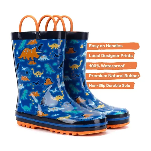 Kids Rain Boots for Boys Dinosaurs - Kkomforme