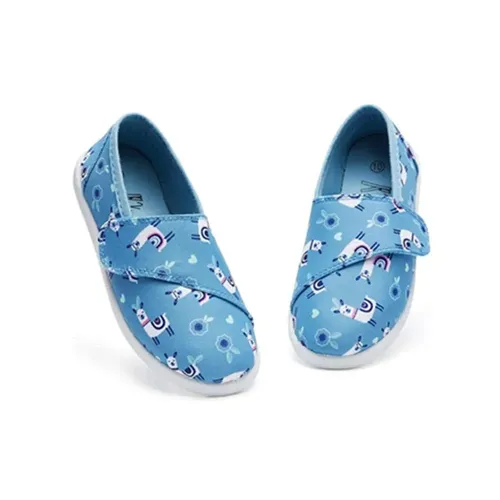 Kids Loafer Flat Slip On Canvas Sneakers Blue Alpaca - KKOMFORME