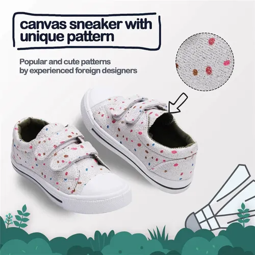 Kids Sneakers Boy and Girl Canvas Shoes White Dots - KKOMFORME