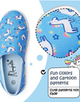 Kids Loafer Flat Slip On Canvas Sneakers Blue Unicorn - KKOMFORME