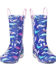 Girls Light Rain Boots Blue Unicorn Kids Shoes - KKOMFORME