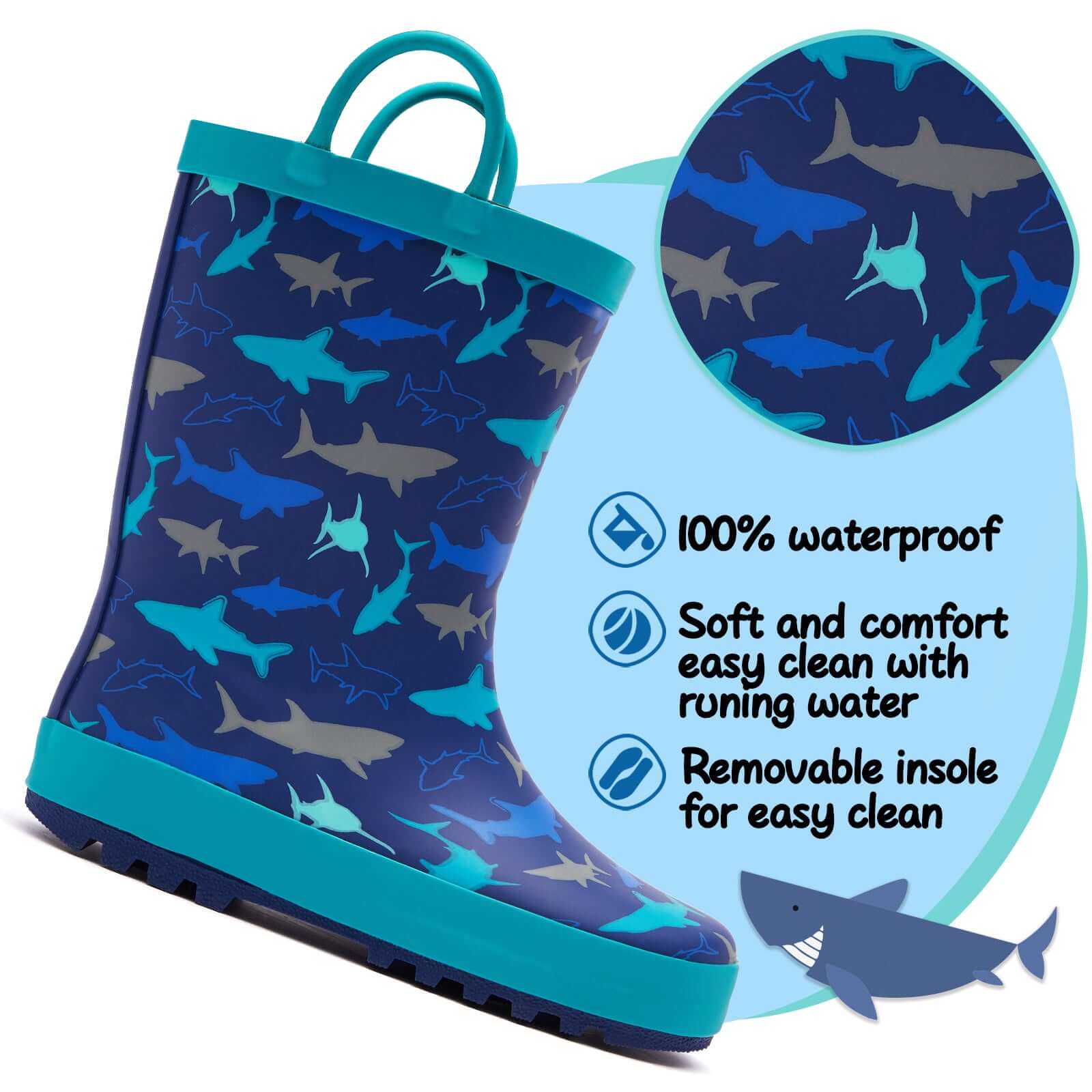 Sea World Waterproof Rubber Rain Boots - MYSOFT