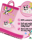 Rainbow Panda Waterproof Pink Rubber Rain Boots - MYSOFT