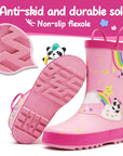 Rainbow Panda Waterproof Pink Rubber Rain Boots - MYSOFT