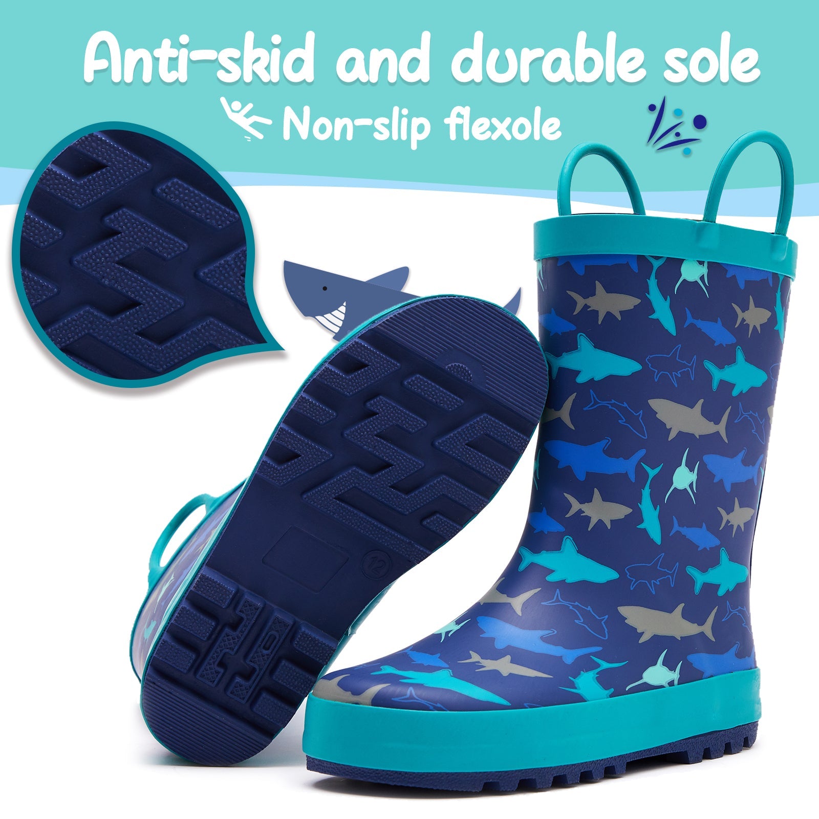 Sea World Waterproof Rubber Rain Boots - MYSOFT