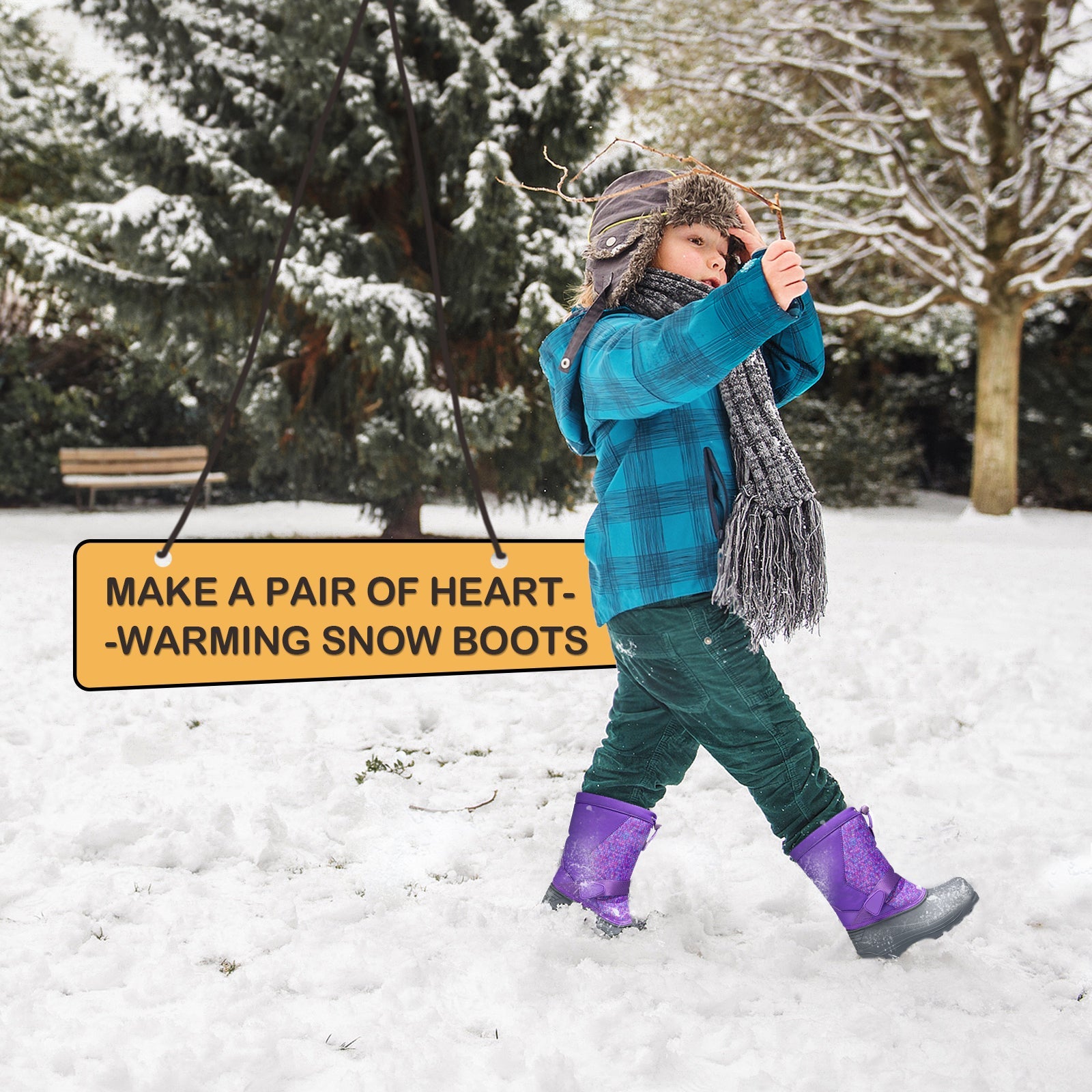 Purple Warm Waterproof Non-slip Snow Boots - MYSOFT