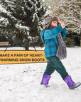 Purple Warm Waterproof Non-slip Snow Boots - MYSOFT