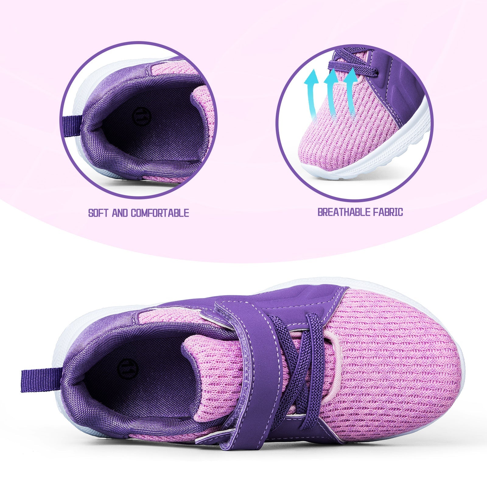 Pink Purple Mesh Breathable Tennis Sneakers - MYSOFT