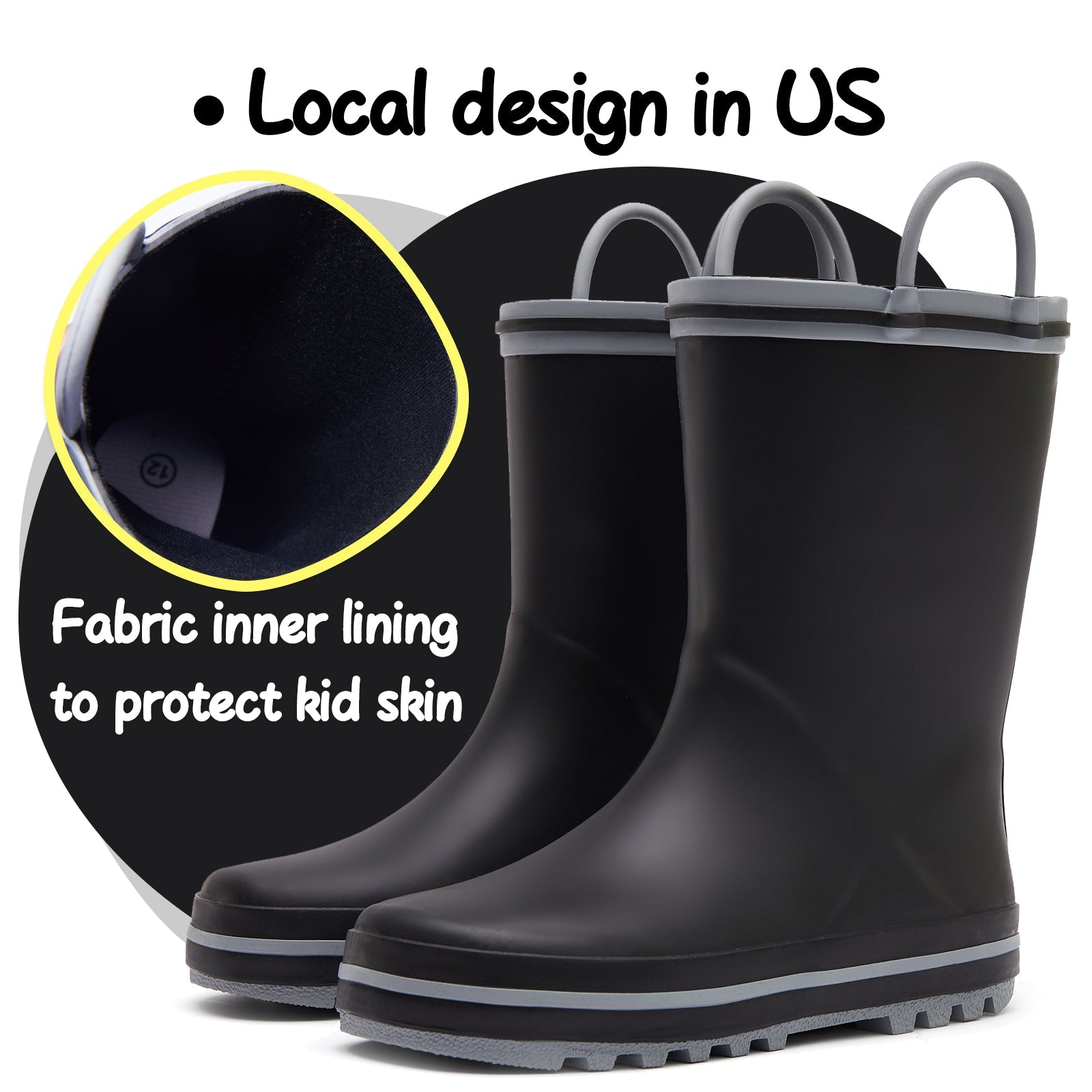 Plain Black Matte Waterproof Rubber Rain Boots - MYSOFT