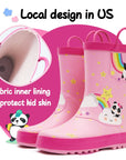 Rainbow Panda Waterproof Pink Rubber Rain Boots - MYSOFT