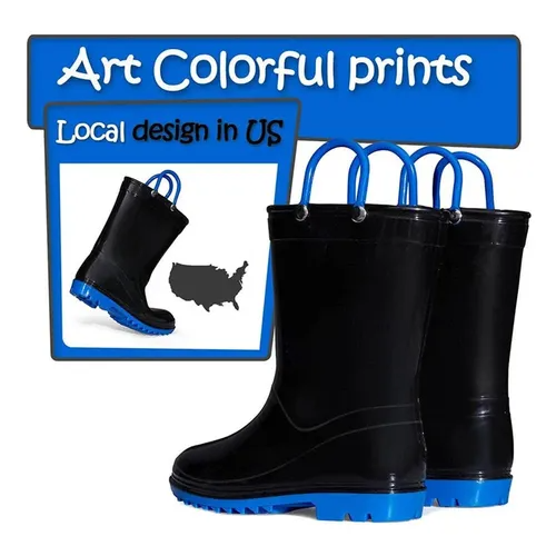 Kids  Boys Rain Boots Light Sold Black - KKOMFORME