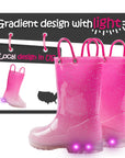 Pink Gradient Glitter Waterproof Lighted Rain Boots - MYSOFT