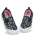 Girls Boys Slip On Lazy Toddler Canvas Sneakers Black Dots -- K KomForme