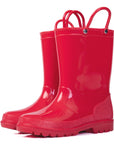 Solid Color Easy-on Handle Rubber Rain Boots - MYSOFT