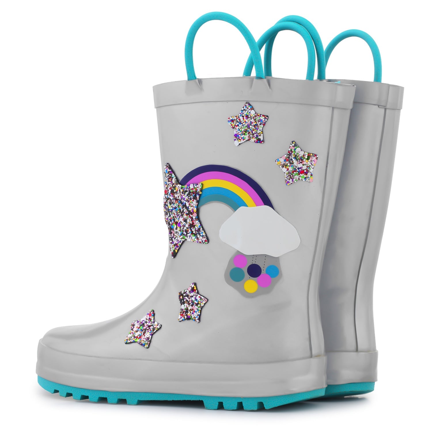 Rainbow Glitter Stars Waterproof Rubber Rain Boots - MYSOFT