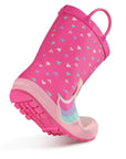 Unicorn Heart Pattern Waterproof Pink Rubber Rain Boots - MYSOFT