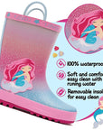 Boy&Girl Rain Boots Waterproof Pink Mermaid - KomForme