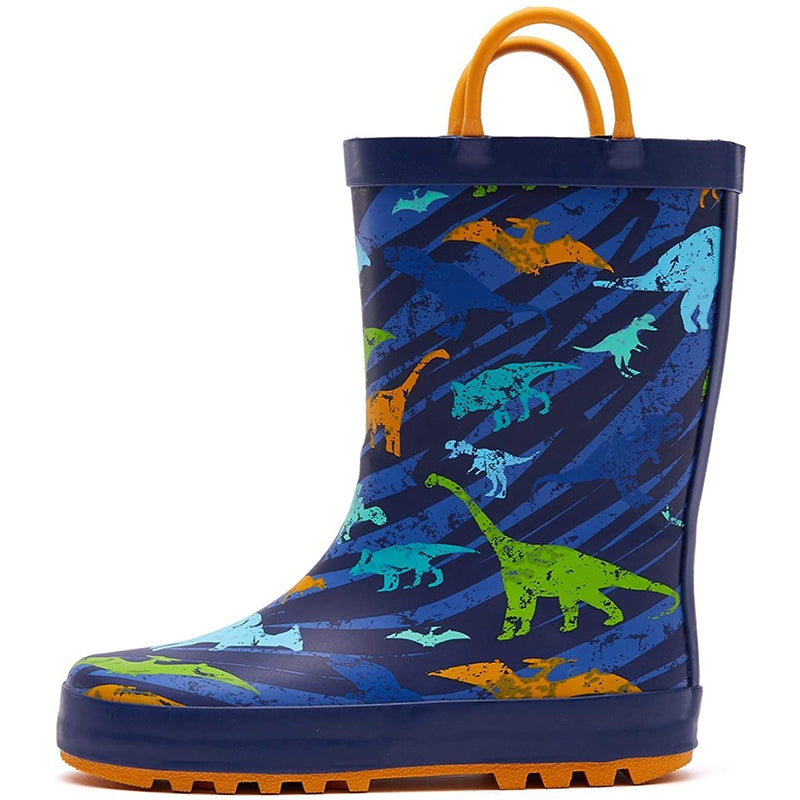 Boy&amp;Girl Rain Boots Waterproof Navy Dinosaurs - KomForme