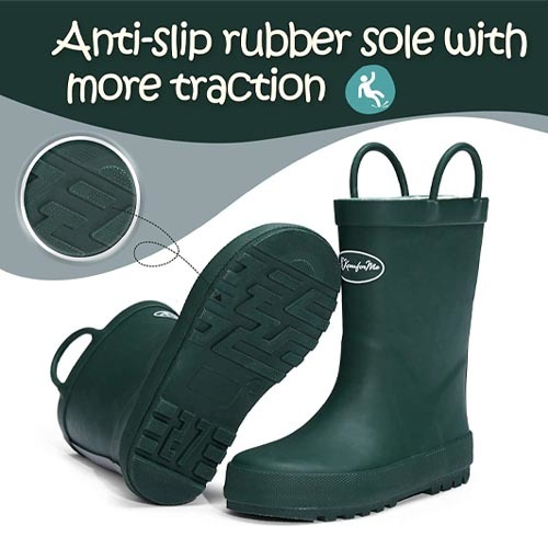 K KOMFORME SHOE Boy&amp;Girl Rain Boots Waterproof  Dark Green-KomForme product_description.