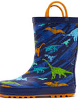 Boy&Girl Rain Boots Waterproof Navy Dinosaurs - KomForme
