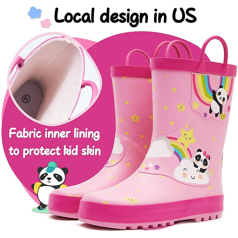 Boy&amp;Girl Rain Boots Waterproof Pink Panda - KomForme