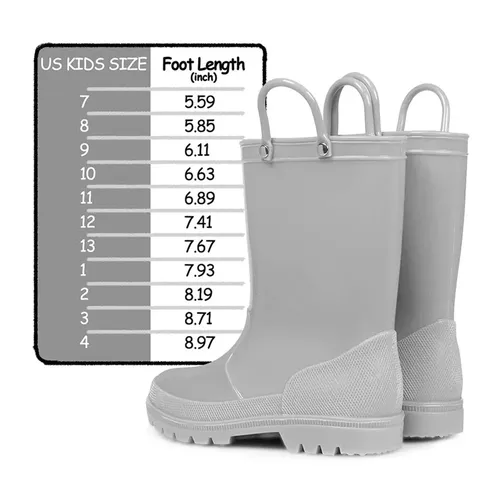Kids Girls Light Rain Boots Solid Gray - KKOMFORME