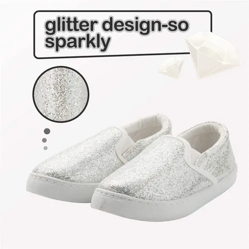 Kids Boys Girls Sneakers Glitter Silver - KKOMFORME
