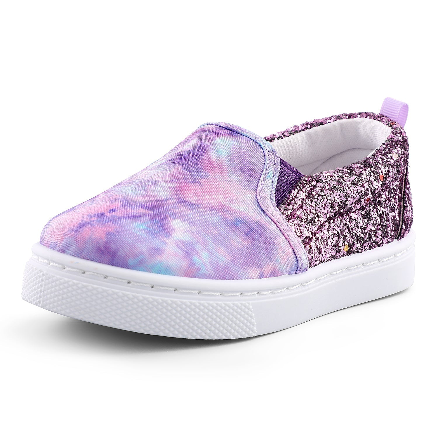 Purple Tie Dye Sequin Panel Slip-on Canvas Shoes - MYSOFT