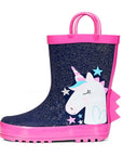 White Unicorn Star Glitter Rubber Rain Boots - MYSOFT