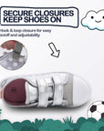 White Polka Dot Double Velcro Silver Sneakers - MYSOFT