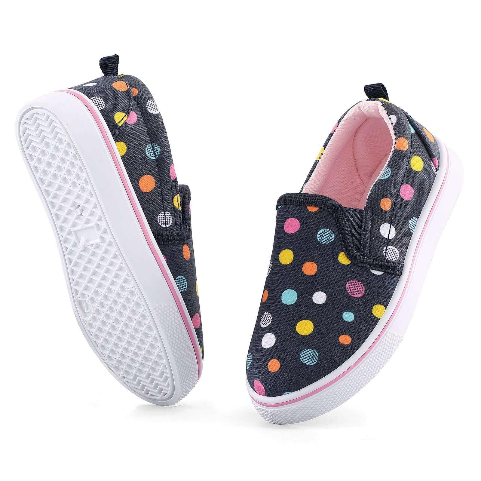 Navy Polka Dot Cleat Canvas Walking Shoes - MYSOFT