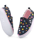 Navy Polka Dot Cleat Canvas Walking Shoes - MYSOFT