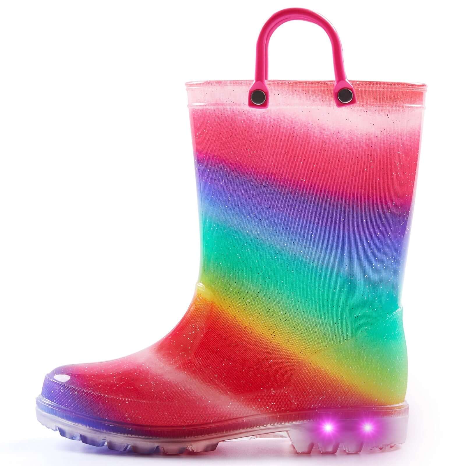 Rainbow Waterproof Lighted Rubber Rain Boots - MYSOFT