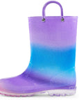 Blue Purple Gradient Glitter Lighted Rain Boots - MYSOFT