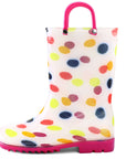 Colorful Round Print White Rubber Rain Boots - MYSOFT