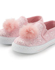 Pink Shiny Pom Pom Slip On Espadrilles - MYSOFT