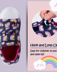 Cartoon Rainbow Double Velcro Black Canvas Sneakers - MYSOFT