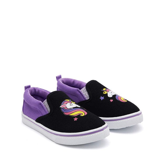 K KomForme Kid Black Unicorn Casual Canvas Shoes Size 10 Toddler Girl