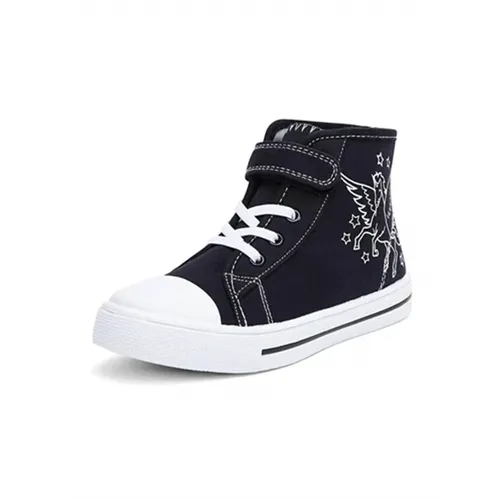 Kids Sneakers High-top Canvas Shoes Black Unincorn - KKOMFORME