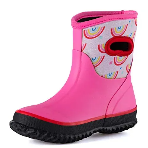 KKOMFORME Neoprene Warm Rain Boots Winter Snow Boots for Toddler and Little Kids